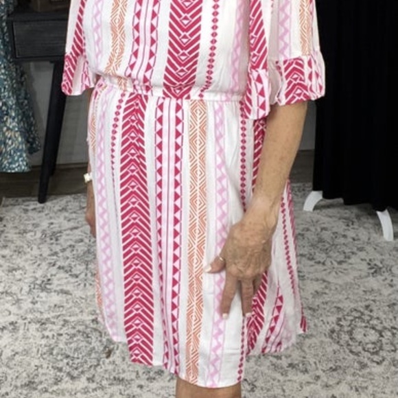 ANDREE STRIPE OFF-SHOULDER DRESS L - Picture 2 of 3